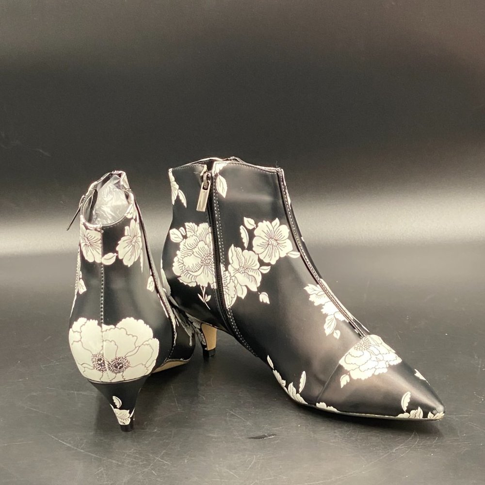 XYD Flower Pointed Toe Side Zippers Low Kitten Heel Ankle Boots.🌸🌸🌸 - Picture 6 of 10